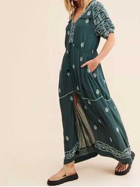 Free People Riley Embroidered Maxi Dress - Size  S